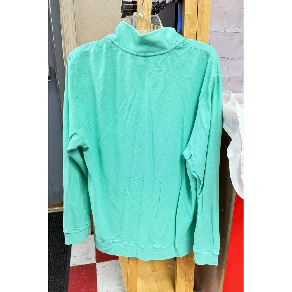 Vineyard Vines Mens Large Mint Green Pique Cotton Quarter Zip Pullover Sweater